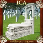 European style cemetery white marble tombstone with flower carved