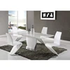 Glass and MDF top expandable round french dining table set for 6 / round dining set