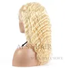Wholesale Top Quality Unprocessed Cuticle Aligned Deep Wave 613 Brazilian Virgin Honey Blonde Human Hair Full Lace Wig