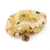 108 Mala Wrap Bracelet Or Necklace Charm Beads Mashan Jade White Yellow Bracelet