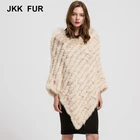 2019 New Arrival Real Rabbit Fur Knitted Poncho Raccoon Fur Collar Shawls Women Winter Capes Pullover