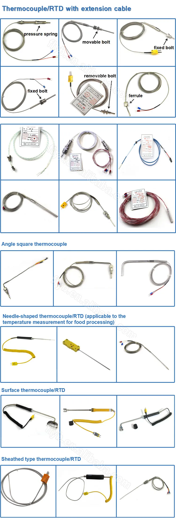 WRNT - 02 industrial injection machine temperature sensor ferrule type K thermocouple