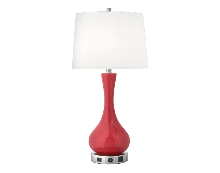 Factory Direct Sale Asian Brushed Nickel White Hardback Shade Table Lamp