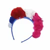 Design Boho Accessory Girl Pompom Hair Band With Rose Flower Yarn Pom Poms Headband