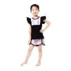 wholesale boutique flutter sleeve top kids baby clothes sequin summer outfits