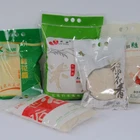 Square Bottom Gusset Resealable Kraft Paper Stand Up Pouch Rice Packaging Bag With Zipper And Window With 5kg.10kg