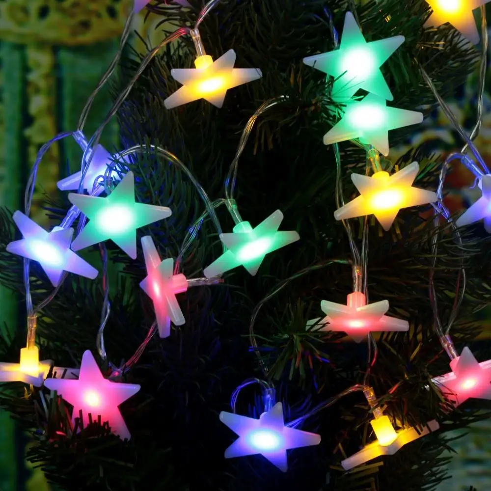 210cm Five-Pointed Flat Star Led Light Lamp AA Battery Christmas String Light Wedding Garden Decoration 20 LEDs Fairy String