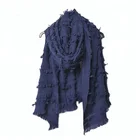 Fringed kashmir wool shawl thick for winter