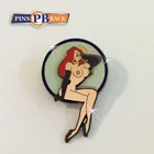 Custom sexy women shape soft enamel pin metal lapel pin high polish sliver badge lapel pin 1.25inch military Clutch backer card