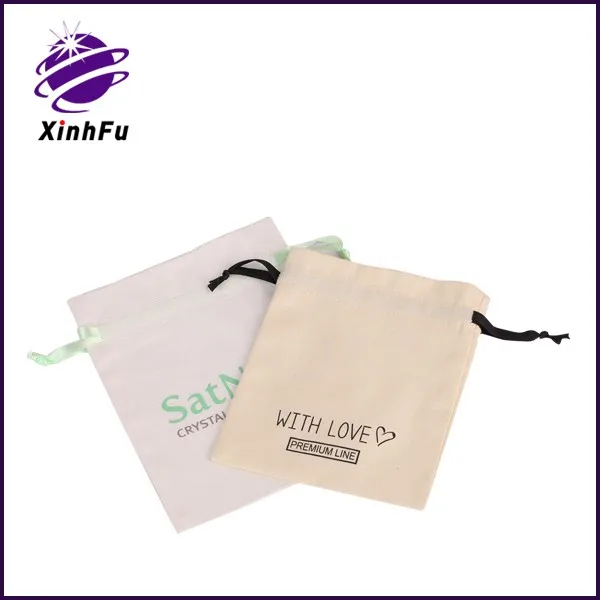 wholesale custom printed muslin cotton drawstring bags with