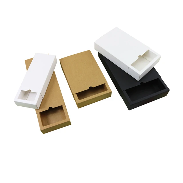 slide cardboard kraft open paper box for small gift packaging