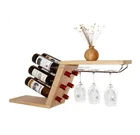 New design Z shape bamboo wood wall mounted wine rack