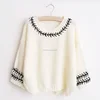 Lady satin tape hand made cream color pullover nice sweater