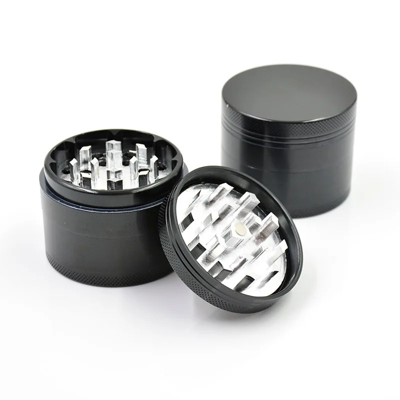 Hot Selling Herb Grinder Somking Wholesale 56MM 4 Layers CNC Teeth Sharp Cutting Bladers Black Aluminum Alloy Herb Grinder