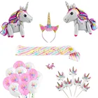 Hot New Unicorn Theme Birthday Party Favor Decoration Supplies Unicorn Balloons Sash Headband Party Decorations