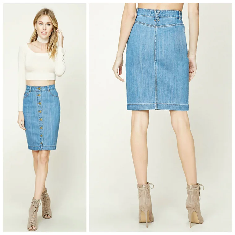 denim button down midi skirt