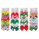 4.5-inch Christmas child hairpin bow set 7pcs/set kid hair clip sets