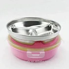 Dishes Plates Stainless Steel Food Plate Cartoon Stainless Steel Round Food Lunch Plate / Children Lunch Box with Lid