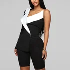 Latest Design Black And White Blouse Women Tunic Wrap Top