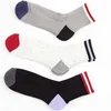 Men sporty knitted colored yarn stripe tube socks