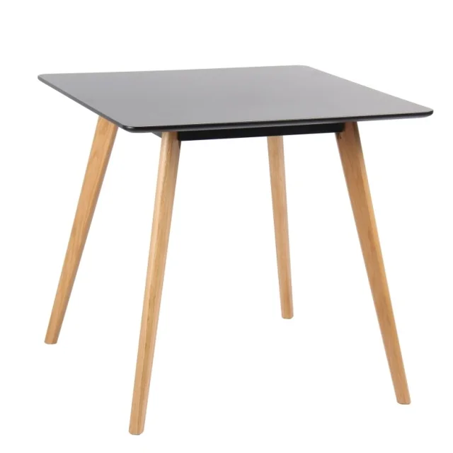 Cheapest Nordic Modern Square Black Matt MDF Table Top Solid Wood Legs Dining Room Table