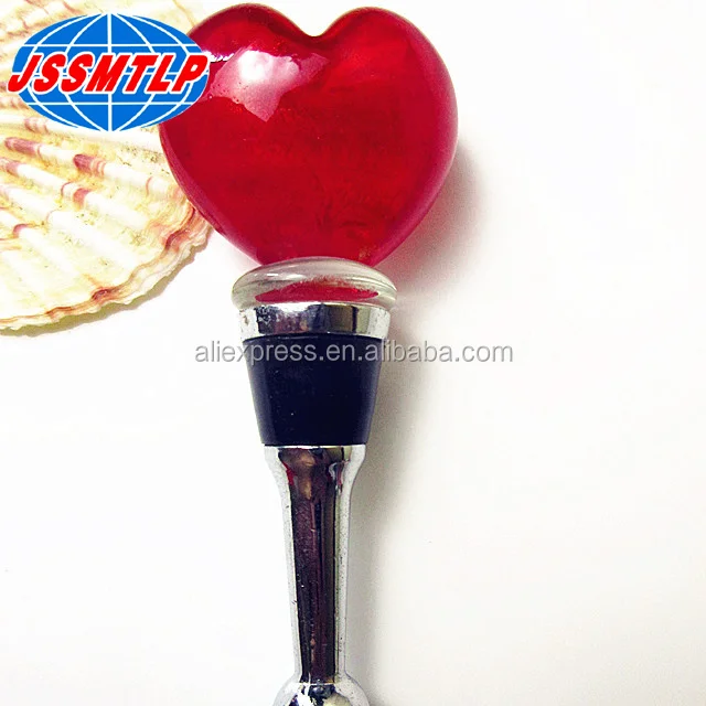 custom murano art glass heart shape design wine bottle stoppers