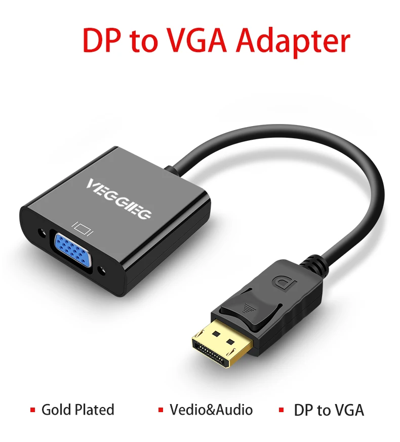 DisplayPort to VGA Cable Adapter DP to VGA Converter Male to Female Gold Plated Adapter - ANKUX.COM