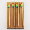 China manufacture logo 100% biodegradable kids wood case rainbow soft charcoal bamboo toothbrush