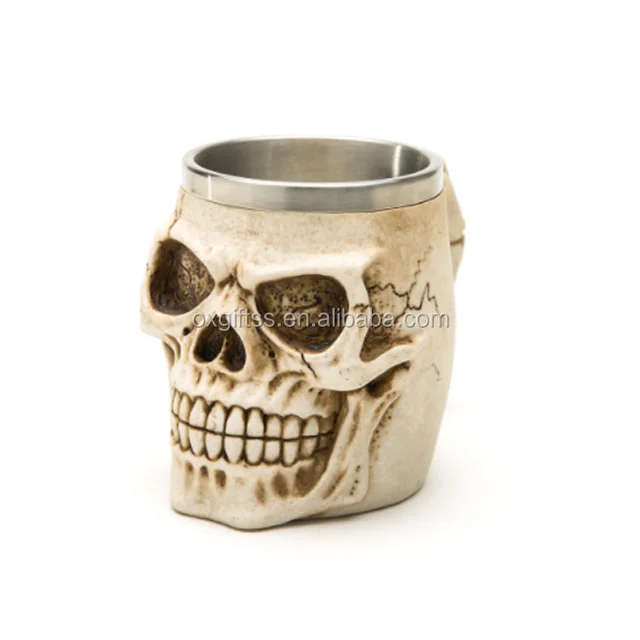 oxgift 3d personalized cool stainless steel skull mug