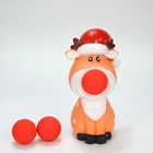 reindeer Popper toy Air Power Squeeze gun Christmas gift Elk Rubber animal eva ball snowball shooter for kids play indoor