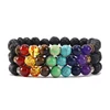 men handmade colorful multi color chakra volcanic natural marble stone beads yoga energy bracelet