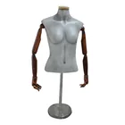 hot sale fashion female half body wooden hand fiberglass mannequin