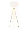 wood standing floor lamp with off white lampshade