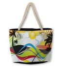 wholesale custom canvas woman printed flag summer ladies handle tote beach hand rope bags