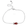 2018 fashion 16+5cm link chain bracelet with red enamel fish charm bracelet with chain for women fish bracelet