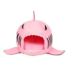 Washable Shark Pet House Cave Bed for Small Medium Dog Cat with Removable Cushion and Waterproof Bottom