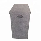 2 Compartments Foldable Laundry basket with Lid and Removable Liners