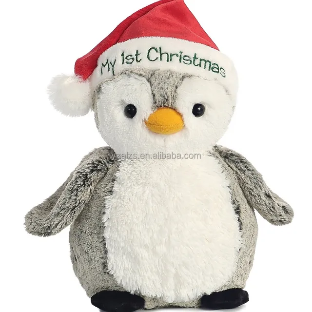 soft my first penguin christmas stuffed toy in red hat
