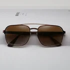 China Custom Polarized Glasses Tawny/Blue Big Frame Metal Temple Sunglasses