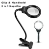 DH-88001 Auxiliary Clip On Desk Eye Book Magnifier , Neck Spring Lamp Magnifying Glasses Loupe With Led