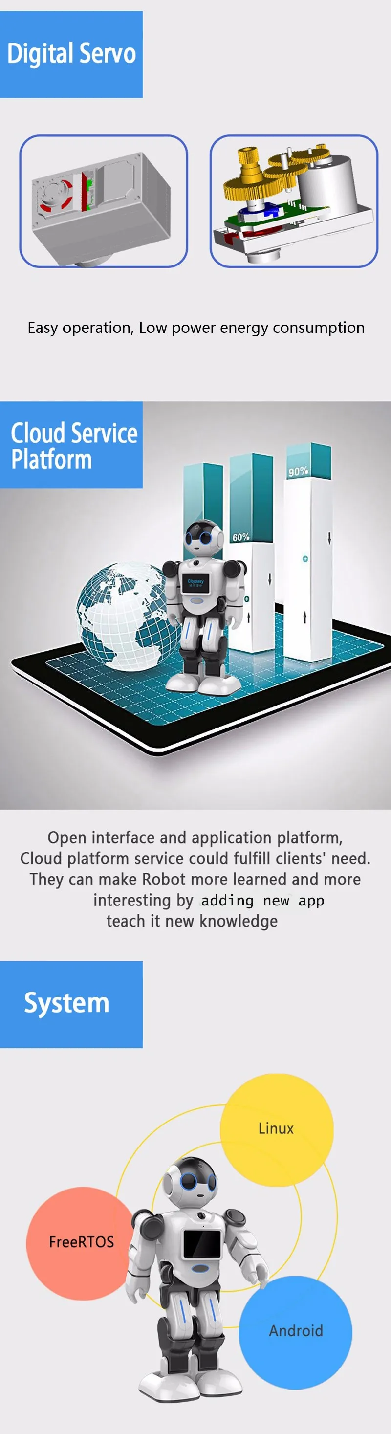 Innovative Tech-toy Household Intelligent interactive humanoid robot Educational Humanoid Robot