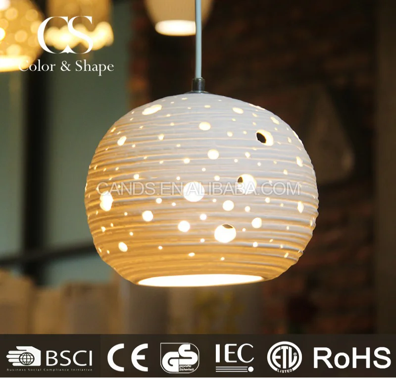 Various Shape White Ceramic Hanging Ceiling Lamp Pendant Light