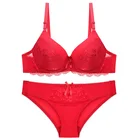 Women stylish lace up bra set sexy fancy lace slim bra panty set