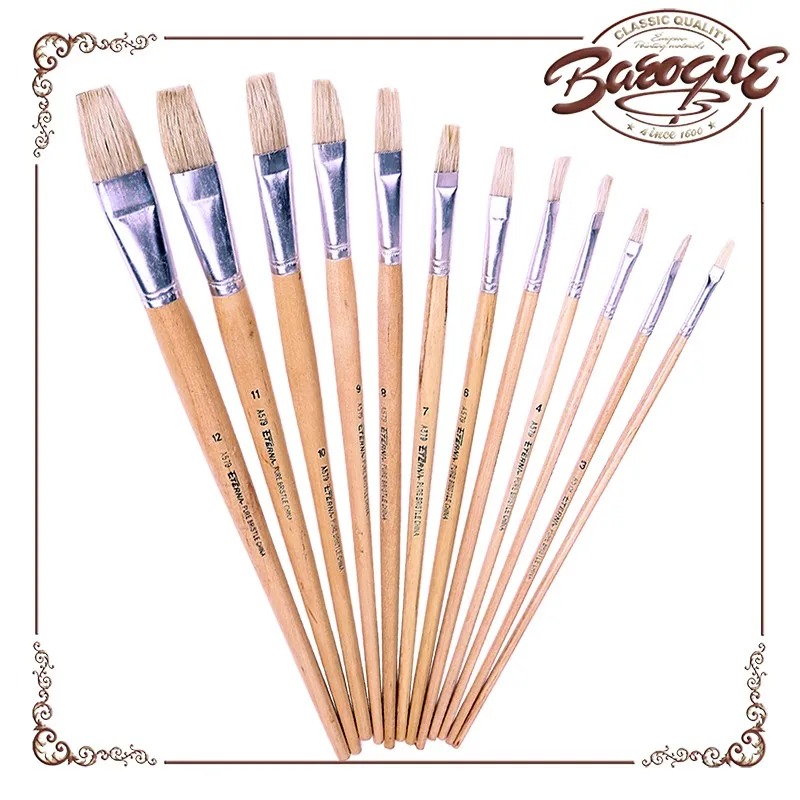 Wholesale Cheap China Paint Brush Price Hard Bristle Hair Flat Artist