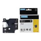 Compatible Coloured Vinyl Labels 1805435 for Dymo Rhino Label Printers 12mm x 5.5m White on Black