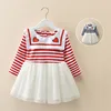 2019 Most Popular Navy Style Striped Frocks Long Sleeve Tippet Veil Baby Girls' Autumn Mini Dress With Quality Warranty.
