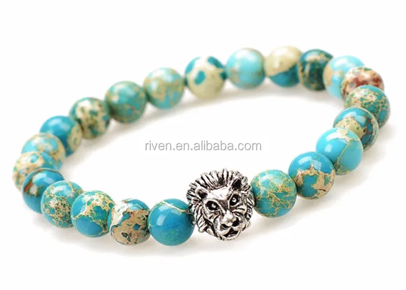 Imperial Jasper Bracelet, Lion Jasper Bracelet, Blue Imperial Jasper, Blue Jasper Bracelet, Stretch Bracelet, Mens Bracelet, Gift for Him.jpg