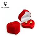 Wholesale custom velvet heart shape jewelry engagement ring packing box