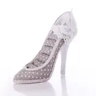 High Quality Purple Satin High Heel Shoe Ring Holder Jewelry Display Stand Rack 8 Rings Jewelry Box