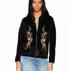 Women's Embroidered Flannel Ladies Bomber Jacket